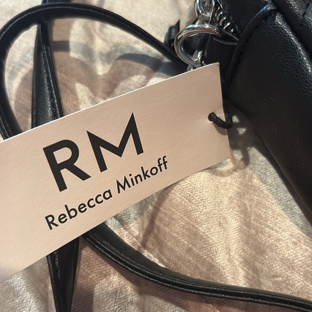 Rebecca Minkoff Quilted Crossbody Bag Diamond Pattern Black and Silver NWTS - Picture 4 of 9